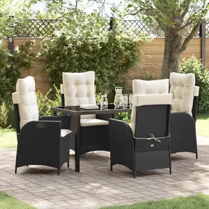 Vidaxl - Ensemble De Salle À Manger Pour Jardin 5 Pcs Noir Polyrotin pas cher