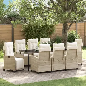 Ensemble De Salle À Manger Pour Jardin 9 Pcs Beige Polyrotin Vidaxl pas cher