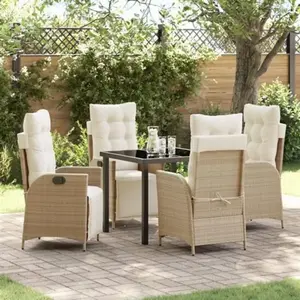 vidaXL Ensemble de jardin 5 pièces Beige Rattan Poly pas cher