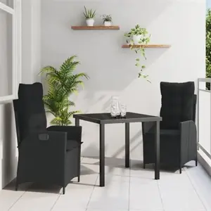 Vidaxl - Ensemble De Salle À Manger Pour Jardin 3 Pcs Noir Polyrotin pas cher