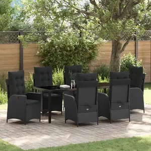 Ensemble De Salle À Manger Pour Jardin 7 Pcs Noir Polyrotin Vidaxl pas cher