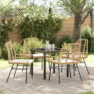 Ensemble De Salle À Manger Pour Jardin 5 Pcs Marron Polyrotin Vidaxl pas cher