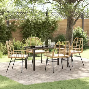 Vidaxl - Ensemble De Salle À Manger Pour Jardin 5 Pcs Marron Polyrotin pas cher