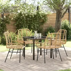 vidaXL Ensemble de jardin 5 pièces marron en poly rotin pas cher