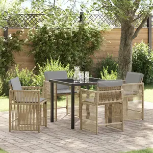 Comparateur de prix : Vidaxl - Ensemble De Salle À Manger Pour Jardin 5 Pcs Beige Polyrotin