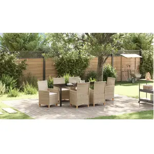 vidaXL Ensemble de salle à manger pour jardin 7 pcs Beige polyrotin pas cher