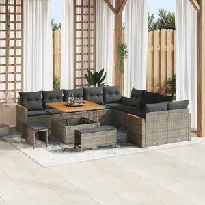 Vidaxl Ensemble De Canapé De Jardin 13 Pcs Gris Poly Rotin pas cher