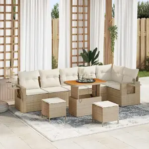 vidaXL Ensemble de canapé de jardin Beige et crème 289 x 124 x 85 cm pas cher