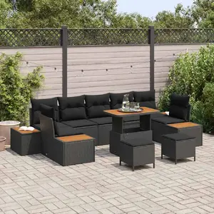 Vidaxl - Ensemble De Canapé De Jardin 10 Pcs Noir Poly Rotin pas cher