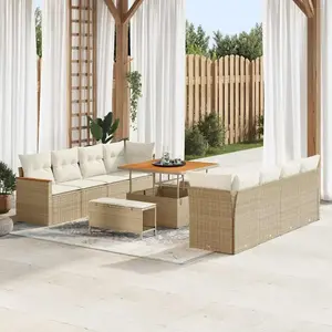 Vidaxl - Ensemble De Canapé De Jardin 11 Pcs Beige Poly Rotin pas cher