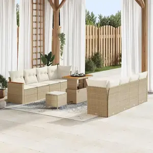 Vidaxl - Ensemble De Canapé De Jardin 11 Pcs Beige Poly Rotin pas cher