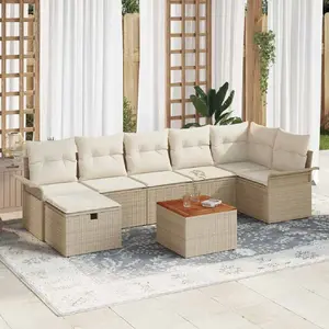 vidaXL Ensemble de canapé de jardin 8 pcs Beige Poly rotin pas cher