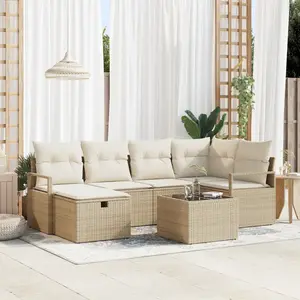 Vidaxl - Ensemble De Canapé De Jardin 7 Pcs Beige Poly Rotin pas cher