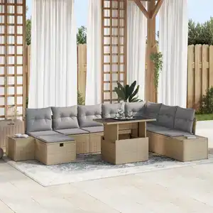 vidaXL Ensemble de canapé de jardin 11 pcs Beige 319 x 209 x 69 cm pas cher