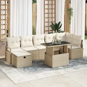 Vidaxl - Ensemble De Canapé De Jardin 8 Pcs Beige Poly Rotin pas cher