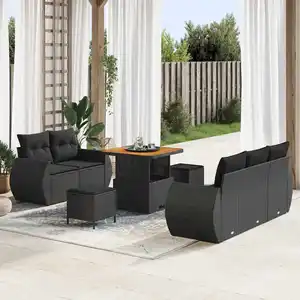 Vidaxl - Ensemble De Canapé De Jardin 8 Pcs Noir Polyrotin pas cher