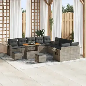 Comparateur de prix : vidaXL Ensemble de canapés de jardin 13 pcs Gris Poly-Rotin