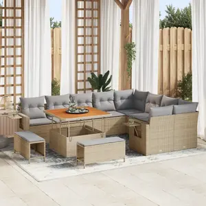 vidaXL Ensemble de canapés de jardin 12 pcs Beige Poly-Rattan pas cher