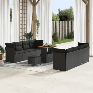 Vidaxl - Ensemble De Canapé De Jardin 11 Pcs Noir Polyrotin pas cher