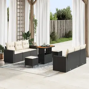 Vidaxl - Ensemble De Canapé De Jardin 9 Pcs Noir Polyrotin pas cher
