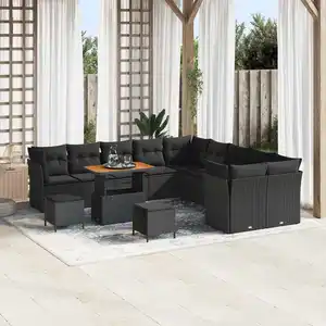 Vidaxl - Ensemble De Canapé De Jardin 13 Pcs Noir Polyrotin pas cher
