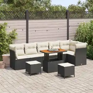 Vidaxl - Ensemble De Canapé De Jardin 9 Pcs Noir Polyrotin pas cher