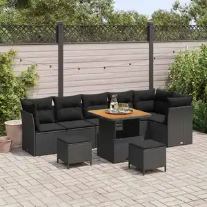 Vidaxl - Ensemble De Canapé De Jardin 9 Pcs Noir Polyrotin pas cher