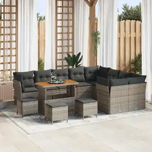 vidaXL Ensemble de canapés de jardin 13 pcs Gris Poly-Rotin pas cher