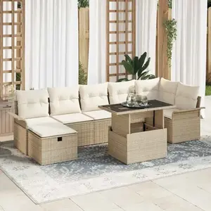 Vidaxl - Ensemble De Canapé De Jardin 8 Pcs Beige Poly Rotin pas cher