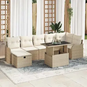 Vidaxl - Ensemble De Canapé De Jardin 8 Pcs Beige Poly Rotin pas cher