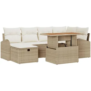 Vidaxl - Ensemble De Canapé De Jardin 7 Pcs Beige Polyrotin pas cher