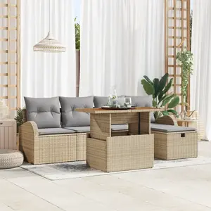 vidaXL Ensemble de canapés de jardin 6 pcs Beige Poly-Rattan pas cher