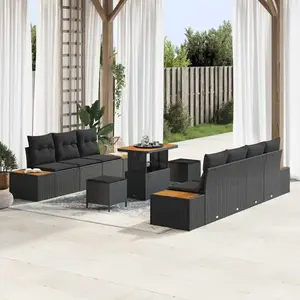 Vidaxl - Ensemble De Canapé De Jardin 10 Pcs Noir Poly Rotin pas cher