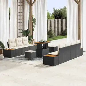 Vidaxl - Ensemble De Canapé De Jardin 10 Pcs Noir Poly Rotin pas cher
