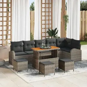Vidaxl canapé de jardin 10 pièces avec coussins gris en poly rattan pas cher