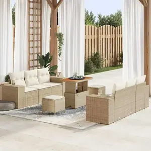vidaXL Ensemble de canapé de jardin 9 pcs Beige et crème Grand pas cher