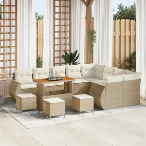 vidaXL Ensemble de canapés de jardin 13 pcs Beige Poly-Rattan pas cher