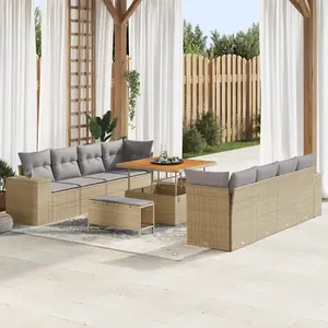 Vidaxl - Ensemble De Canapé De Jardin 11 Pcs Beige Polyrotin pas cher