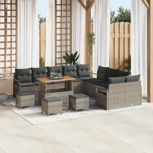 Comparateur de prix : Vidaxl ensemble de canapé de jardin 14 pièces avec coussins gris rotin synthétique acacia
