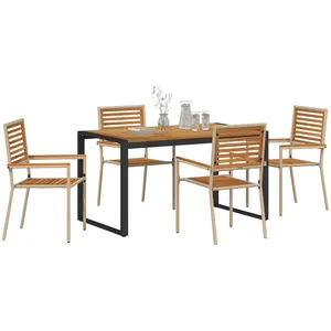 vidaXL Ensemble de salle à manger pour jardin 5 pcs Beige et Marron pas cher