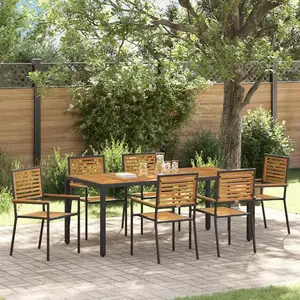 vidaXL Ensemble de salle à manger pour jardin 7 pcs Noir et Marron pas cher