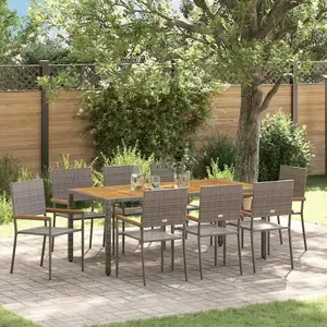 vidaXL Ensemble de salle à manger pour jardin 9 pcs Gris polyrotin pas cher