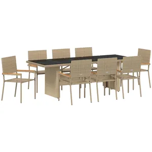 Comparateur de prix : vidaXL ensemble de jardin de 9 pièces en poly rotin beige