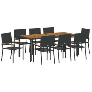 vidaXL Ensemble de salle à manger pour jardin 9 pcs Noir polyrotin pas cher