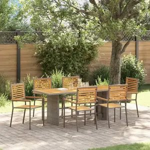 vidaXL Ensemble de salle à manger pour jardin 7 pcs Gris et marron pas cher