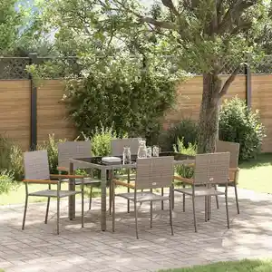 vidaXL Ensemble de salle à manger pour jardin 7 pcs Gris polyrotin pas cher