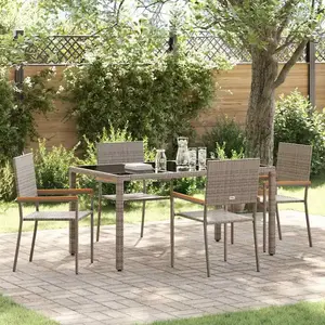 vidaXL Ensemble de salle à manger pour jardin 5 pcs Gris polyrotin pas cher