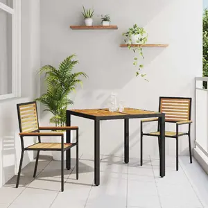 vidaXL Ensemble de salle à manger pour jardin 3 pcs Noir et Marron