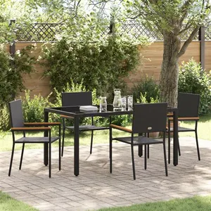 Comparateur de prix : Vidaxl ensemble de salle à manger pour jardin 5 pcs noir polyrotin