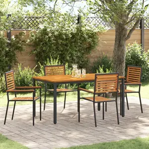 vidaXL Ensemble de salle à manger pour jardin 5 pcs Noir et Marron pas cher